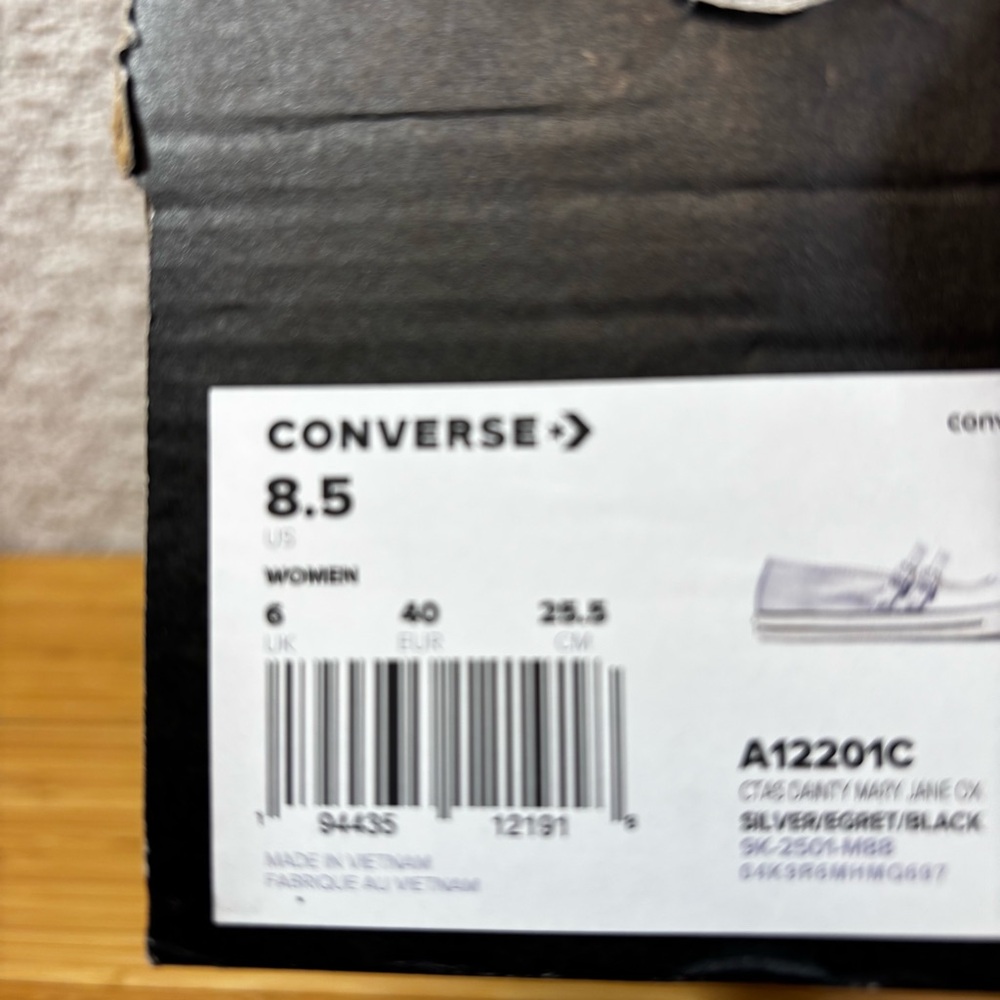 Converse All Star Dainty Mary Jane Strap Shoes - Silver (A12201C) Sz 8.5 - Picture 2 of 8